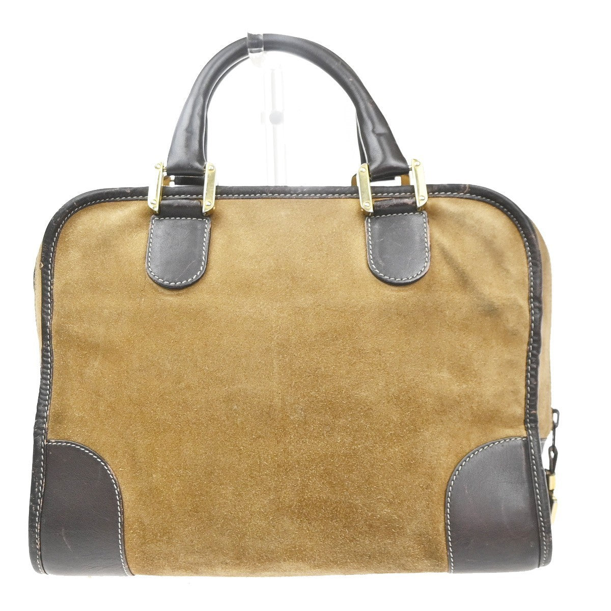 LOEWE Logo Anagram Amazona 32 Hand Bag Suede Leather Beige GHW Spain 38MA556