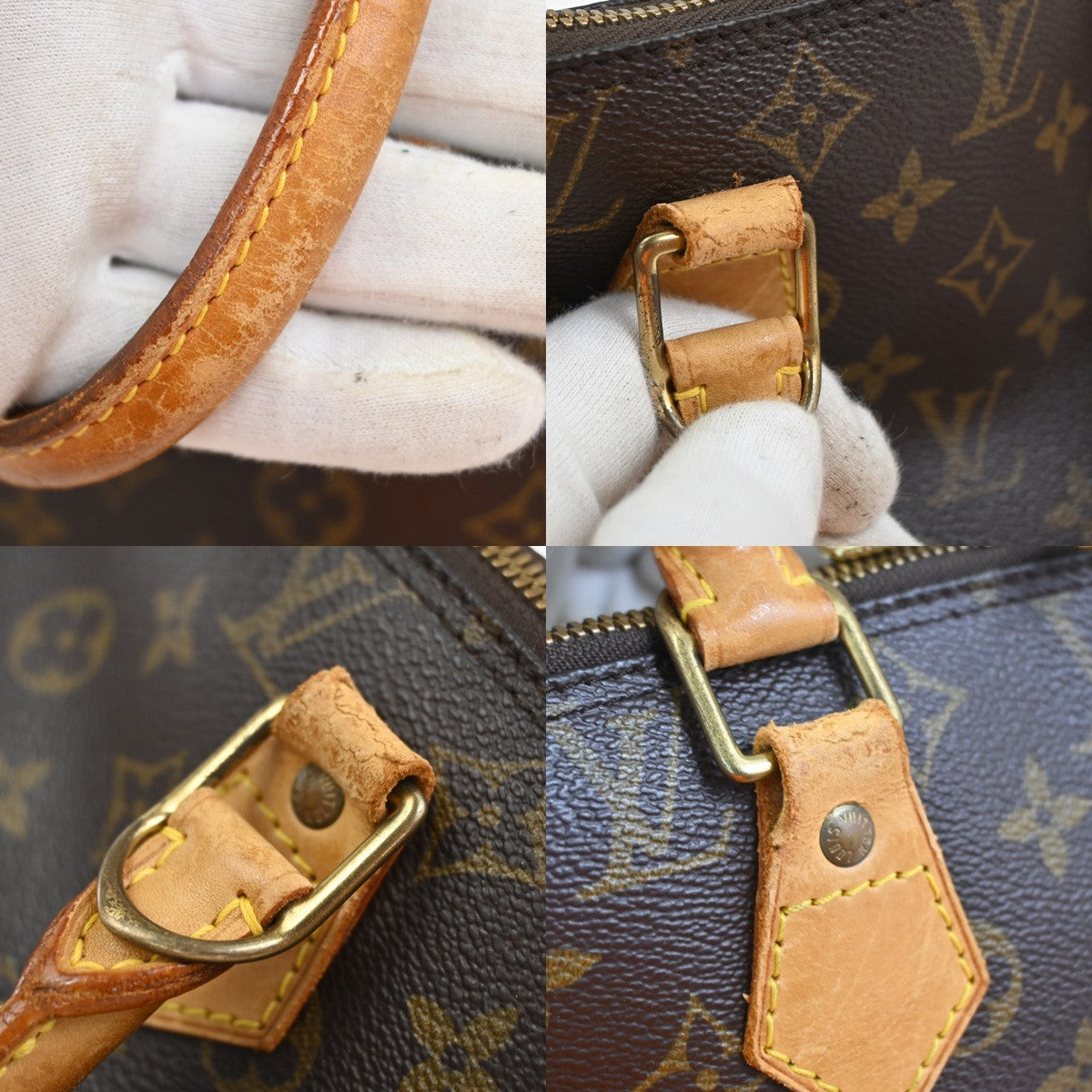 LOUIS VUITTON LV Logo Alma Hand Bag Monogram Leather Brown France M51130 83SA028