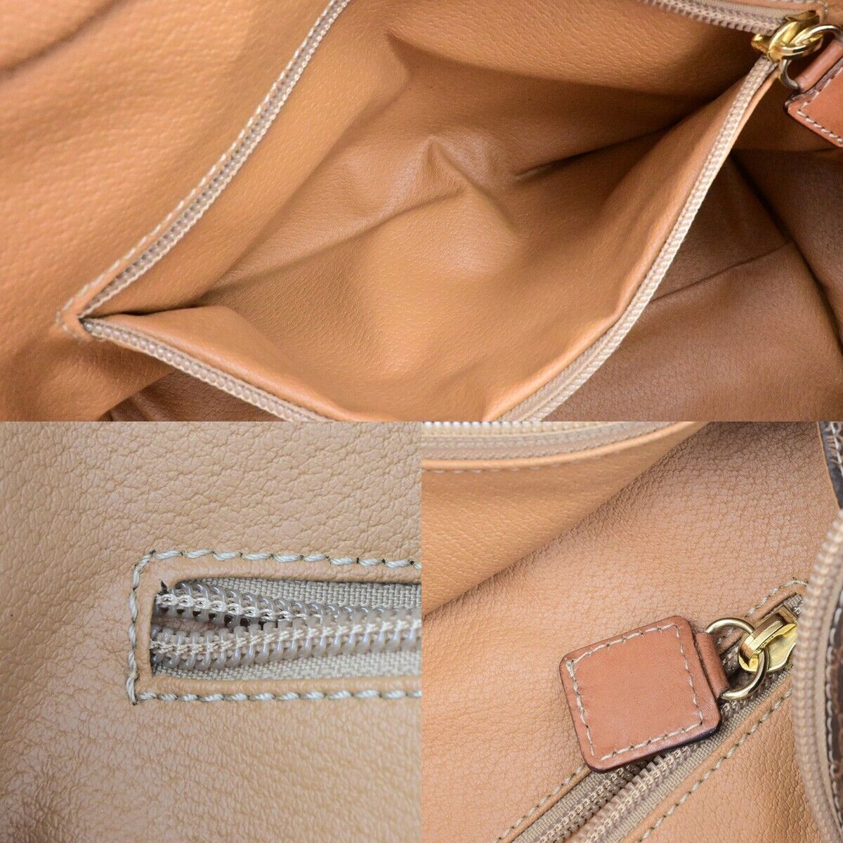 CELINE Circle Logo Macadam Pattern Shoulder Hand Bag PVC Leather Brown 33ED943