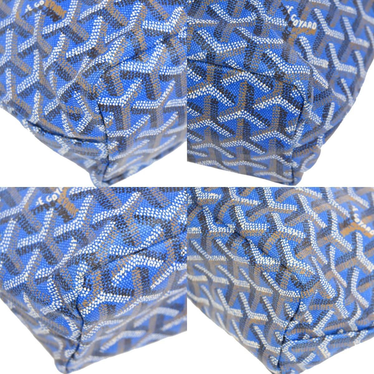 GOYARD Anjou Mini  Shoulder Hand Tote Bag Pouch Blue Canvas Leather 654RL918