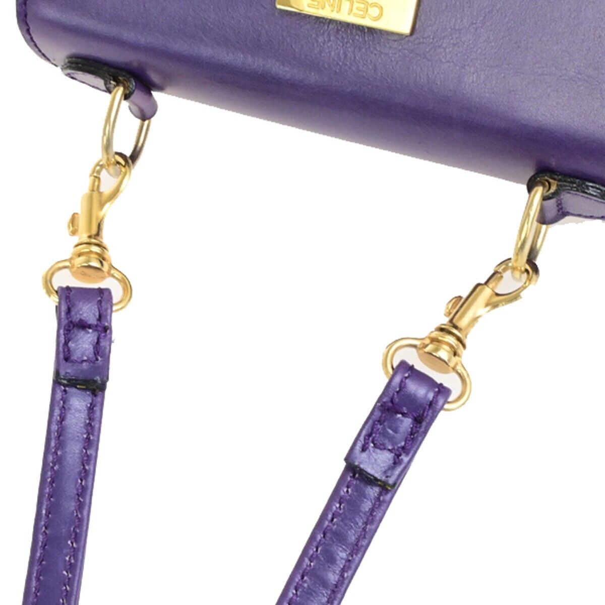CELINE Logo Mini Shoulder Bag Leather Purple GHW Made In Italy 82FB516
