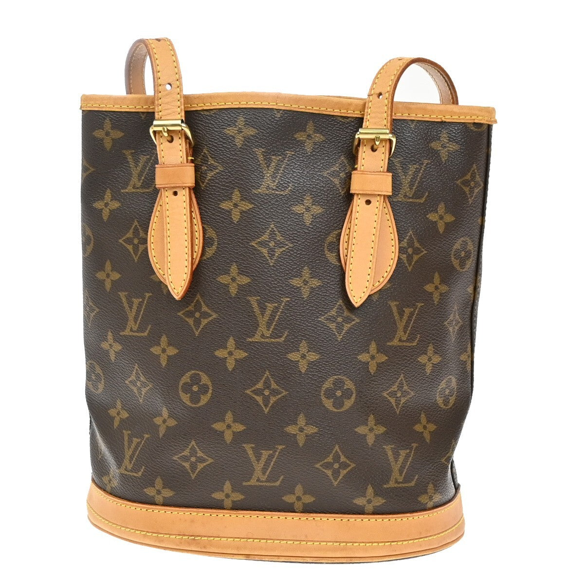 LOUIS VUITTON BUCKET PM Shoulder Tote Bag Monogram Leather Brown M42238 91EE306