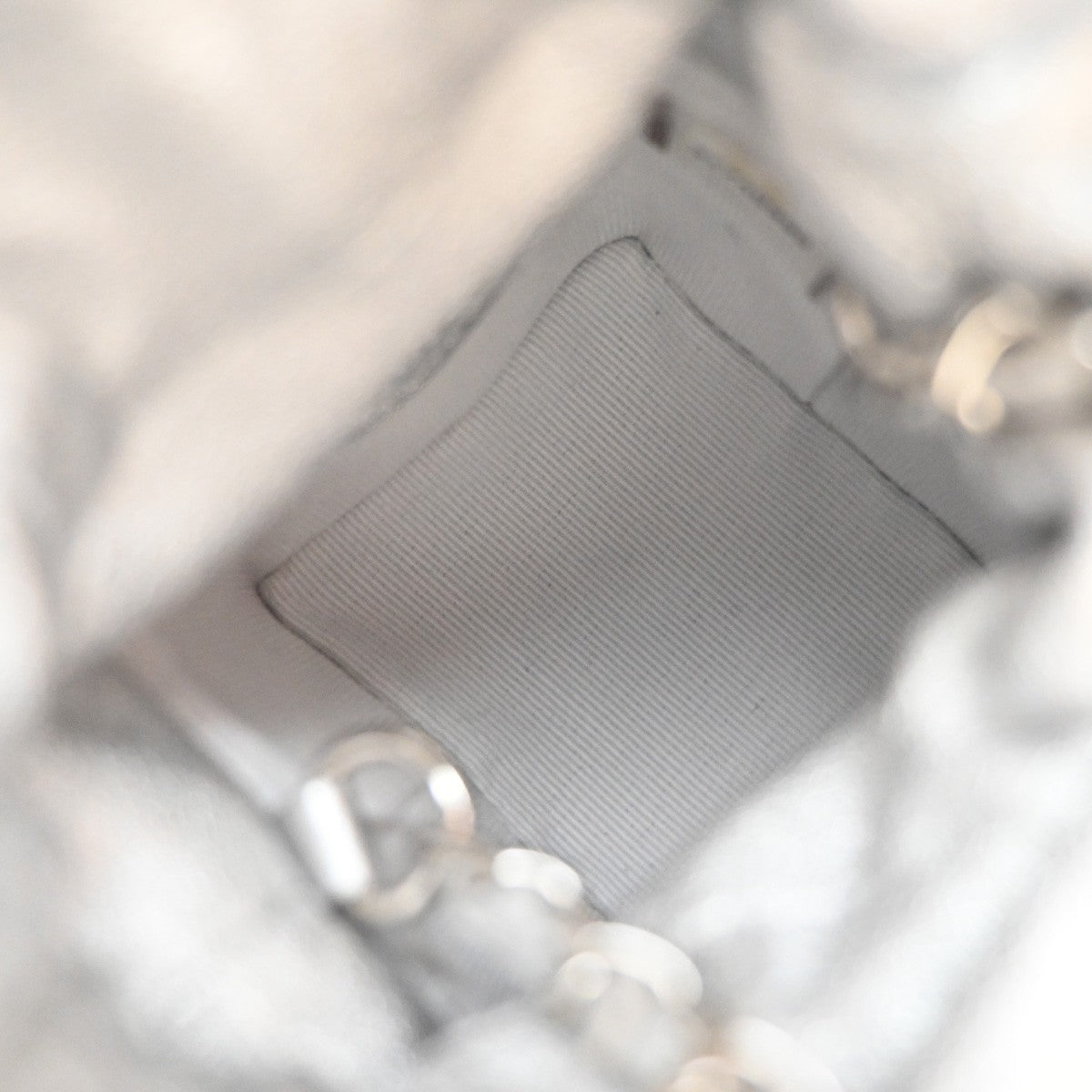 CHANEL Matelasse Drawstring Bucket Mini Shoulder Bag Leather Silver 683RP119