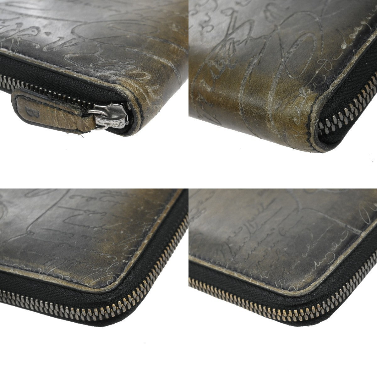 BERLUTI Logo Itauba Long Zip Around Wallet Scritto Leather Brown Italy 61EF704