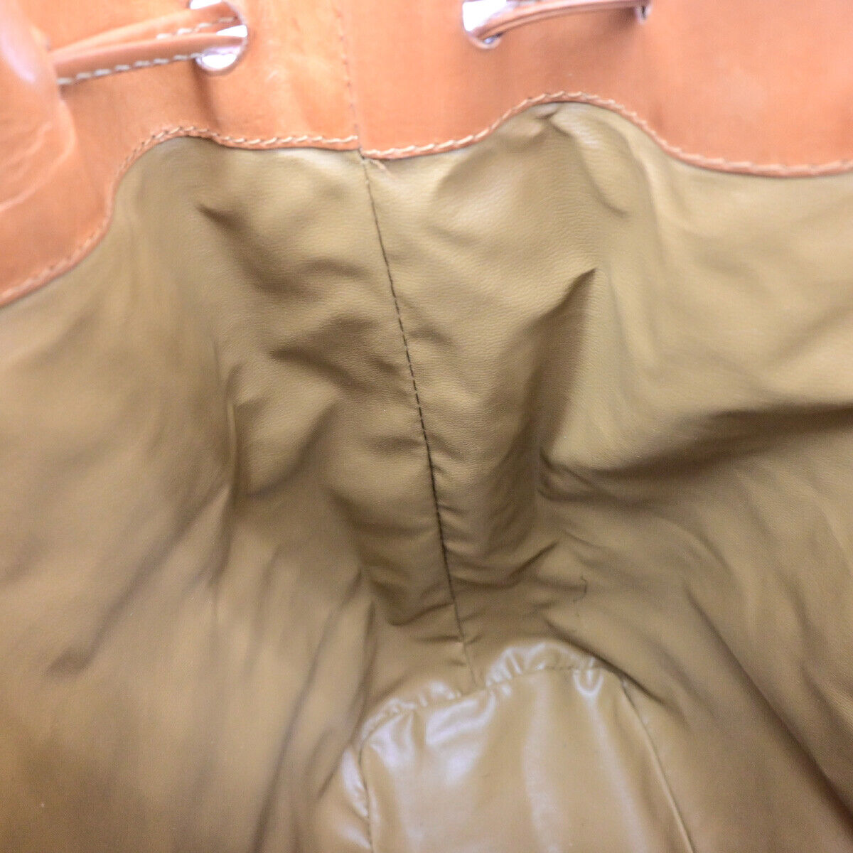CELINE Macadam Drawstring Shoulder Tote Bag PVC Leather Beige Brown GHW 33YF570