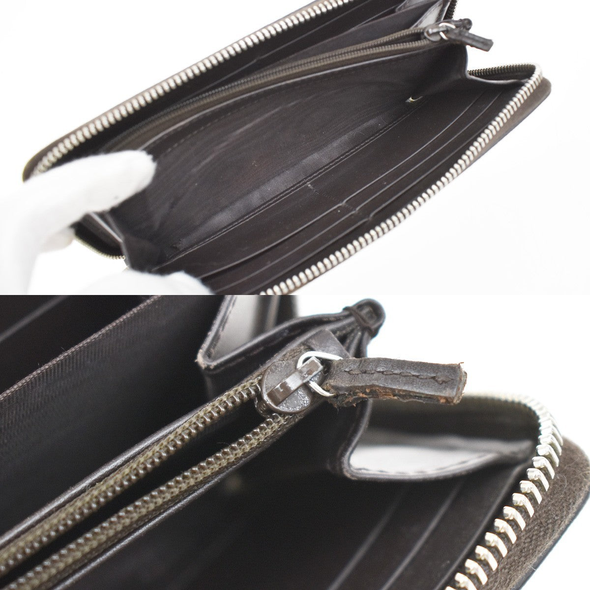 GUCCI Sherry GG Pattern Long Zipper Around Wallet Supreme Leather Brown 65KB316