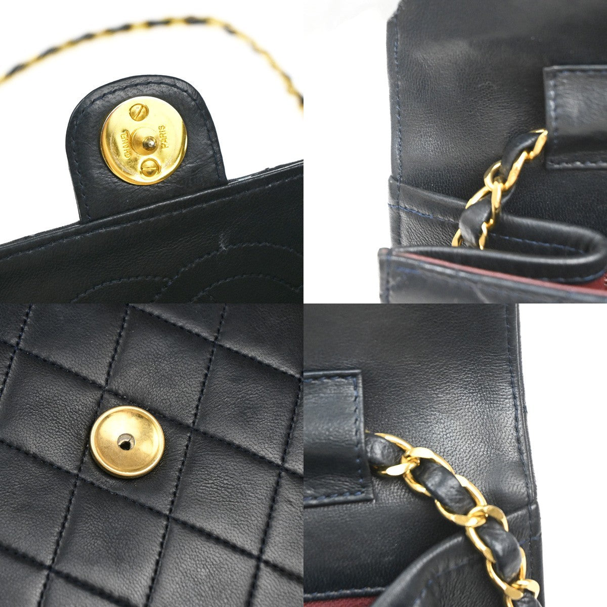 CHANEL CC Matelasse 25 Single Flap Chain Shoulder Bag Leather Blue GHW 42RQ035