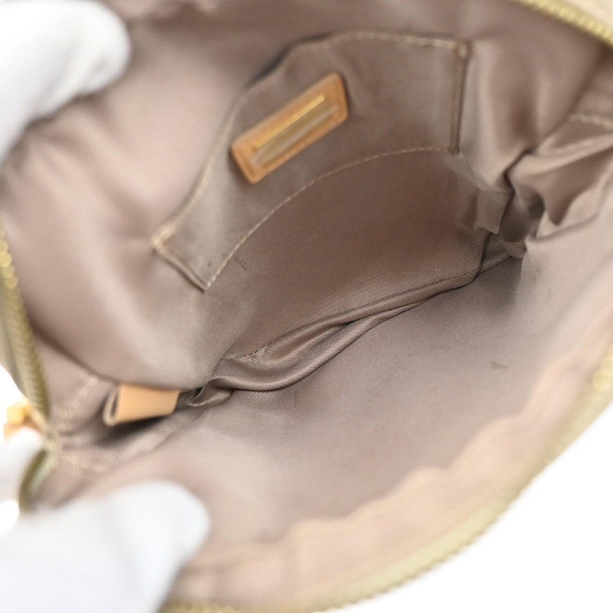 FENDI Logo Zucca Pattern Shoulder Bag Canvas Leather Beige GHW Italy 65YH781