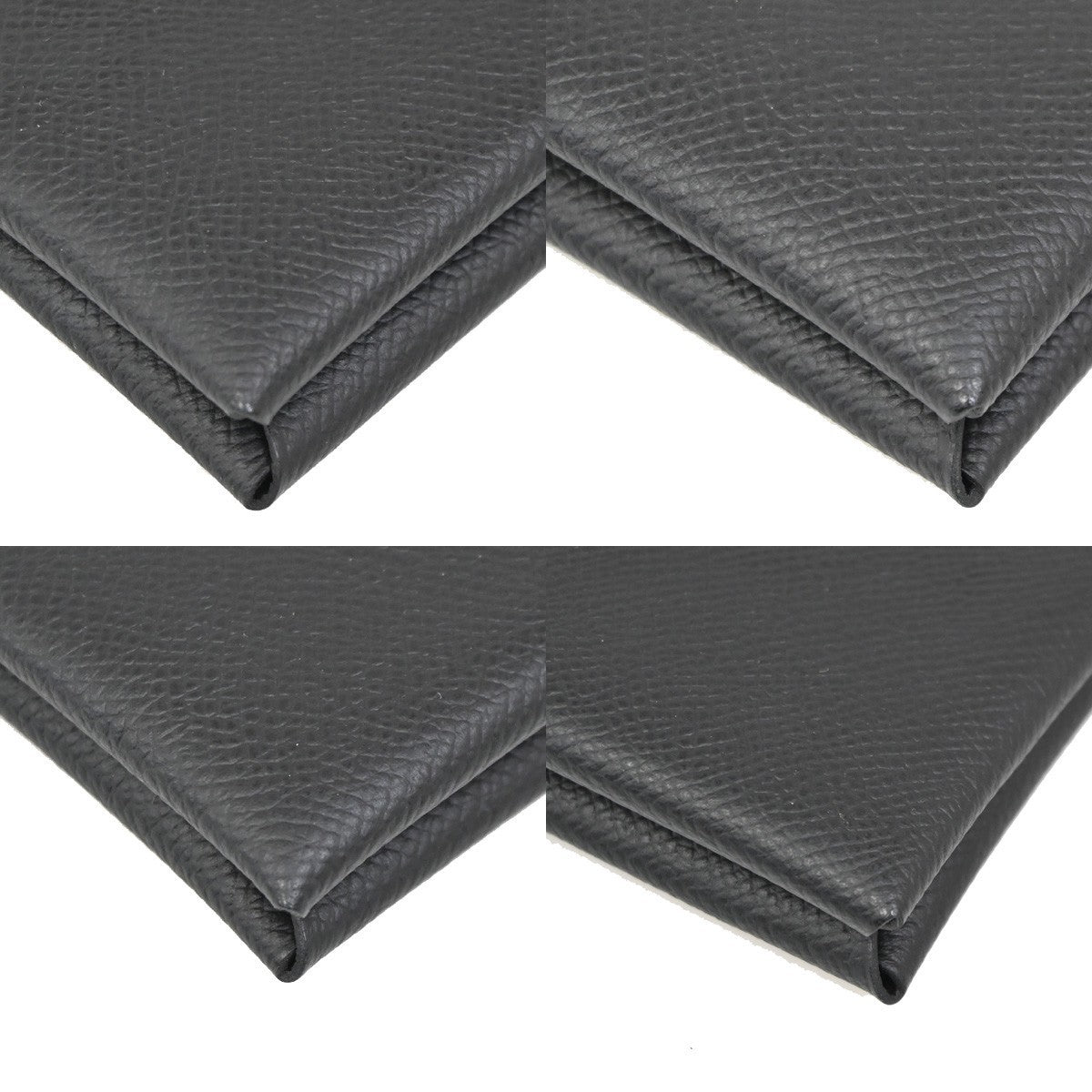 HERMES Logo Calvi Card Case Epsom Leather Black SHW France 72LC614
