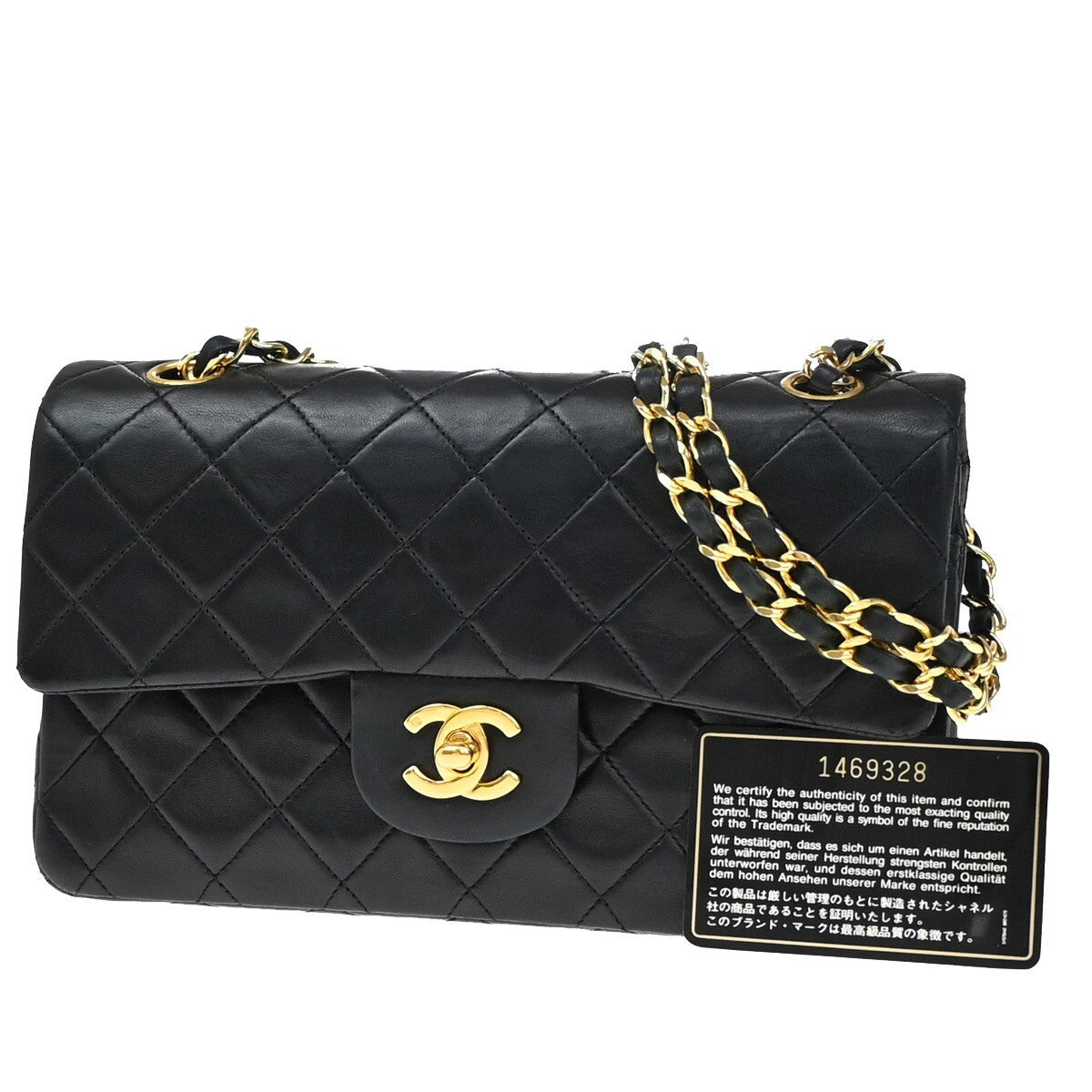 CHANEL Matelasse 23 Double Flap Chain Shoulder Bag Leather BK Vintage 730RF245