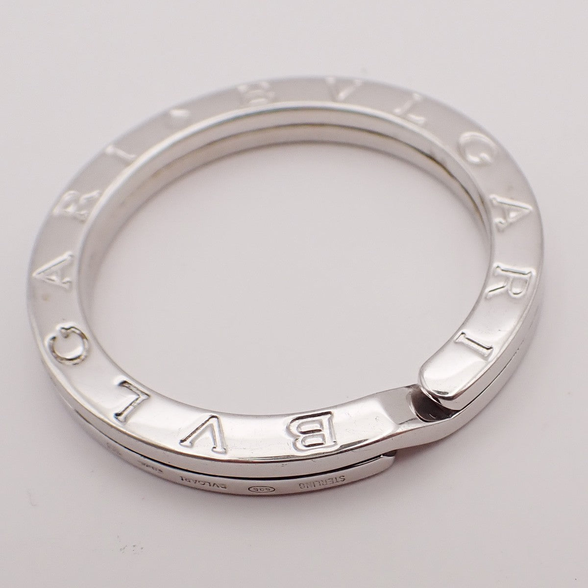 BVLGARI Logo Key Ring Silver Ag 925 Accessory Italy 02EG278
