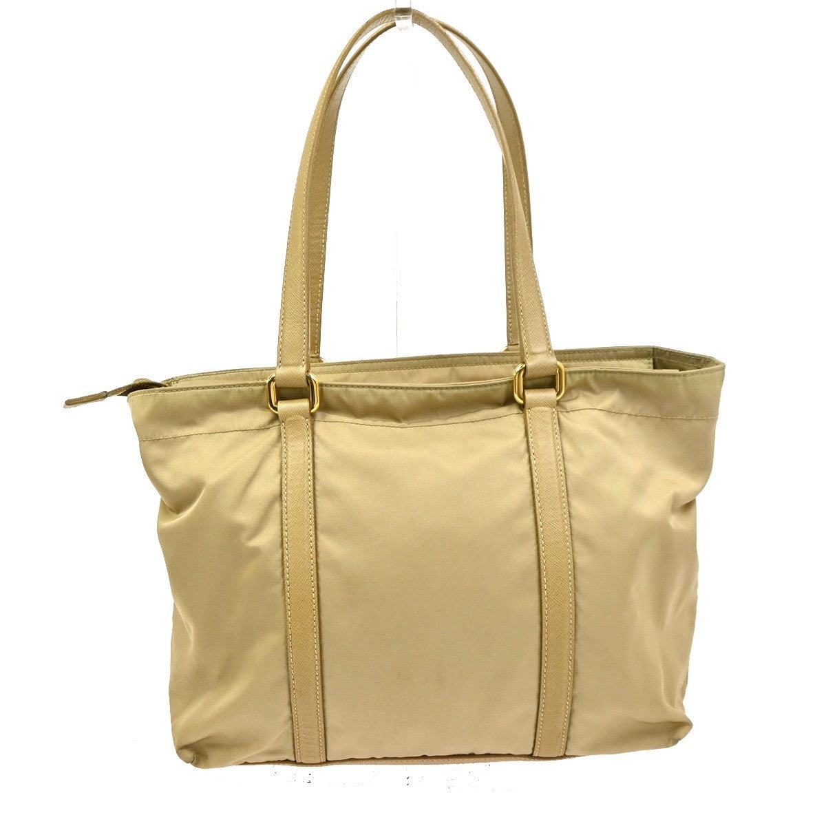 PRADA Logo Tessuto Shoulder Hand Bag Nylon Leather Beige Italy 30CA999