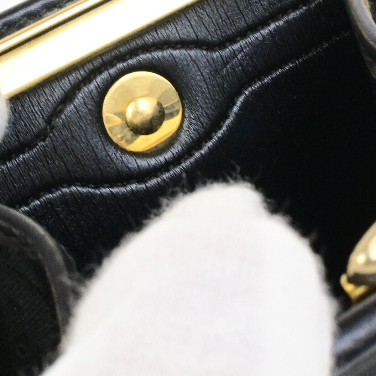 CHRISTIAN DIOR Trotter Coin Case Campact Wallet Canvas Leather Black GHW 07ED936