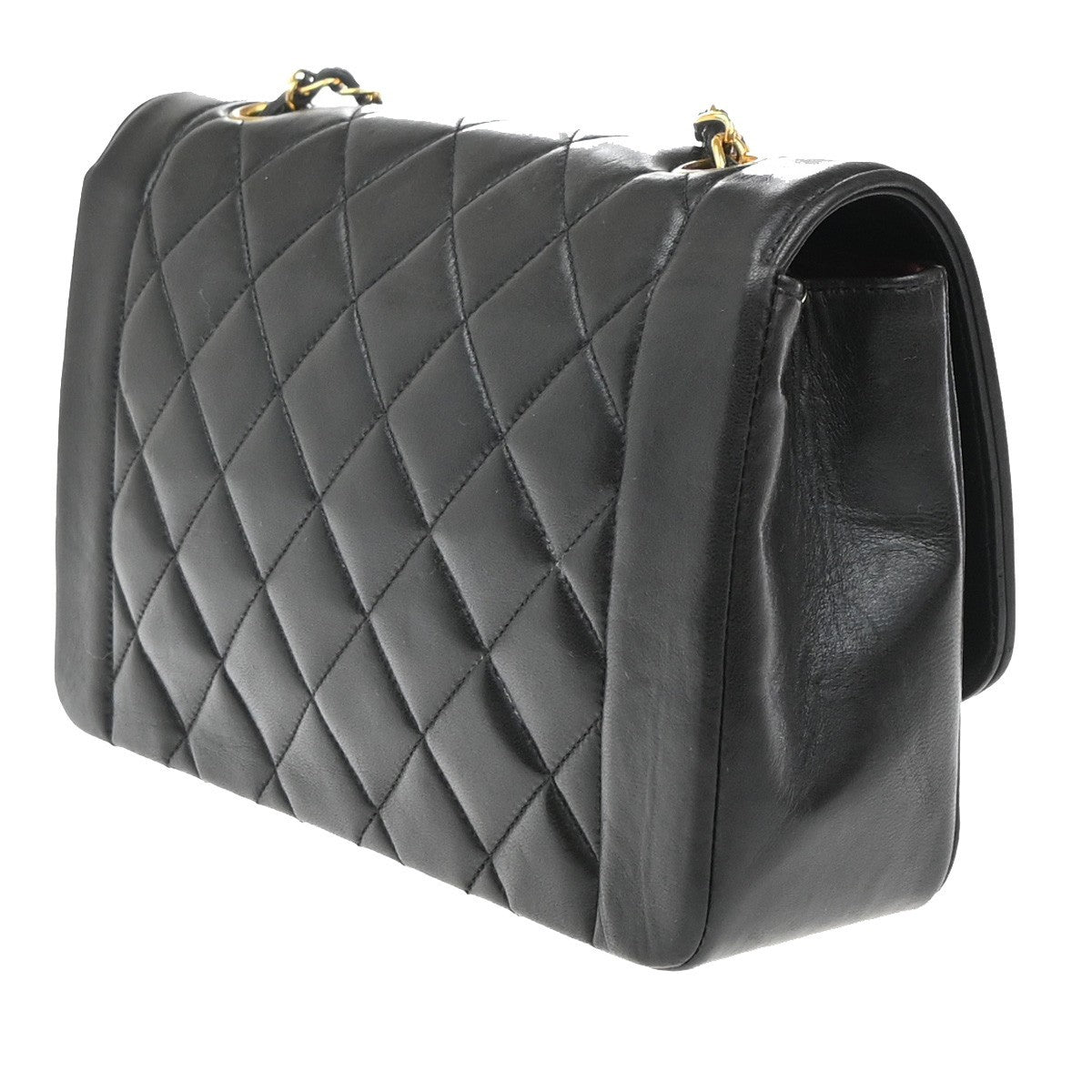 CHANEL Diana Matelasse 25 Chain Shoulder Bag Leather Black GHW Vintage 887RP111
