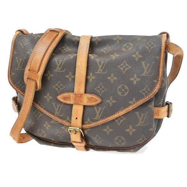 LOUIS VUITTON Logo Saumur 30 Shoulder Bag Monogram Leather Brown M42256 39PA062