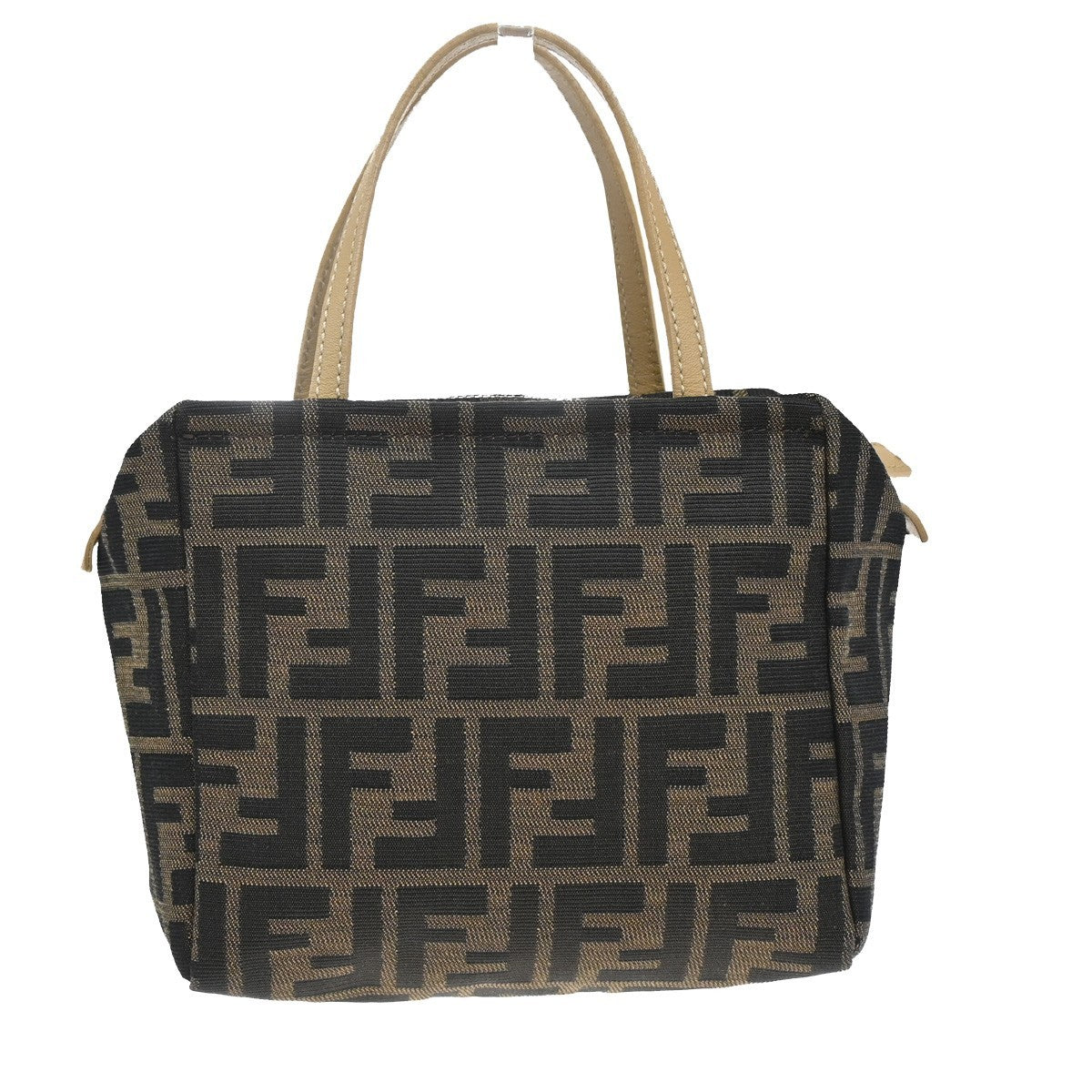 FENDI Logo Zucca Pattern Mini Hand Bag Canvas Leather Brown GHW Italy 83KB556
