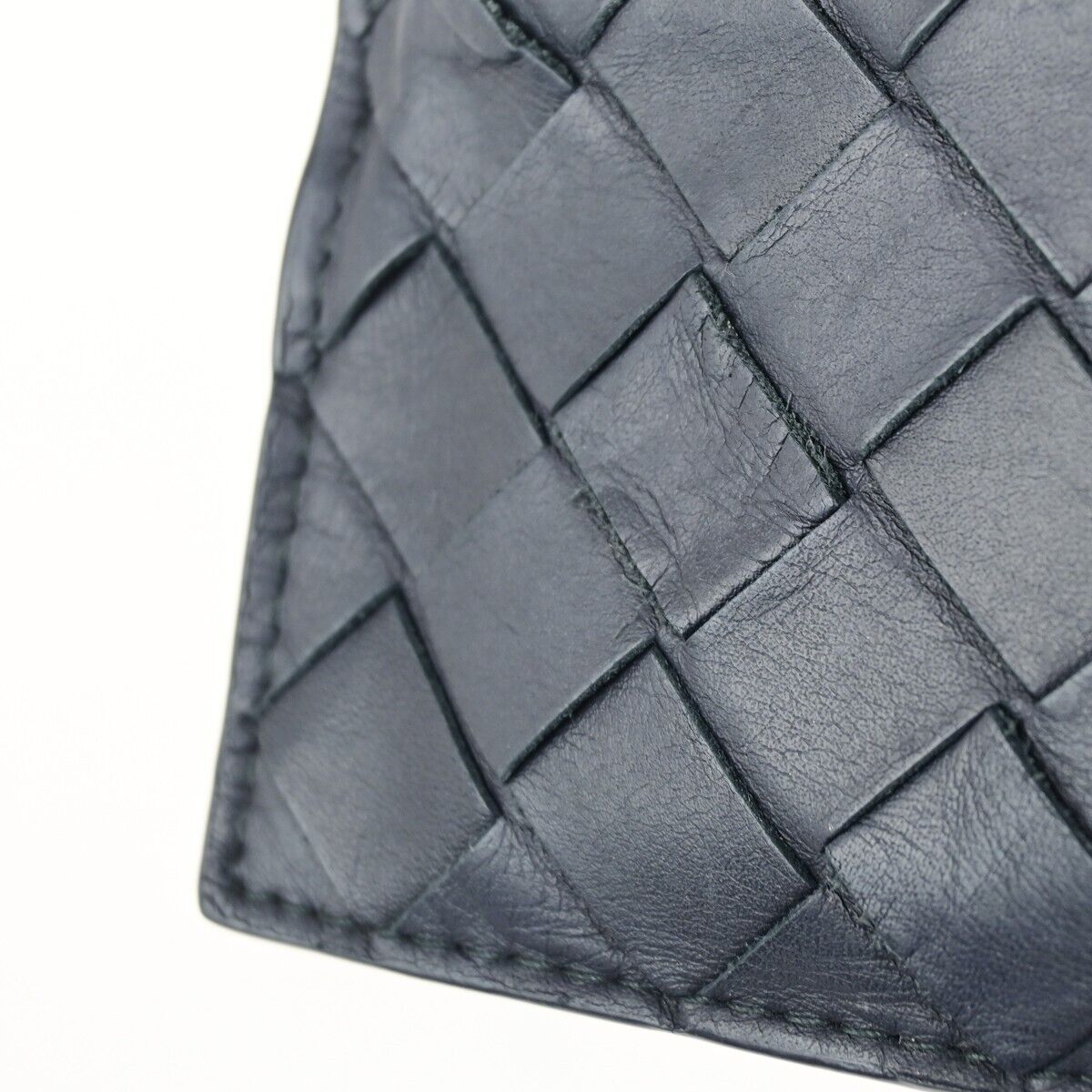 BOTTEGA VENETA Logo Intrecciato Coin Case Wallet Leather Black Italy 66EC617