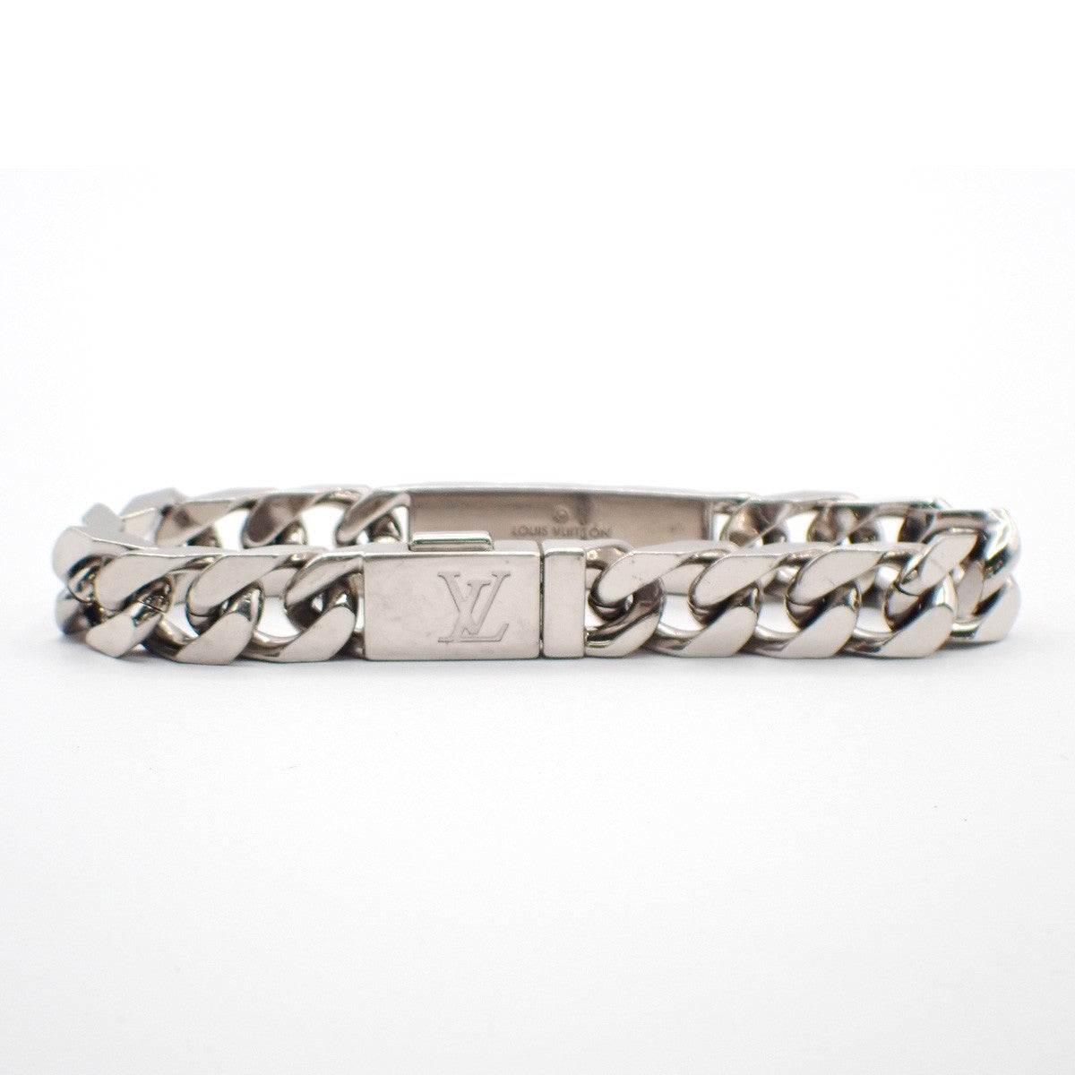 LOUIS VUITTON Logo Monogram Chain Bracelet  Silver Italy M00270 85RL711