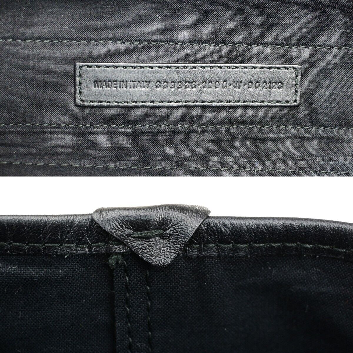 BALENCIAGA Logo Navy Cabas Shoulder Tote Bag Canvas Leather Black 34ED425