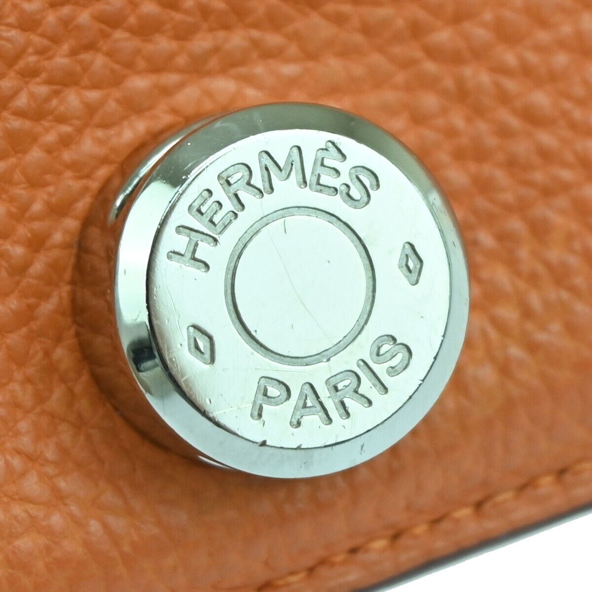 HERMES Logos Dogon GM Long Bifold Wallet Purse Veau Togo Leather orange 83RF064
