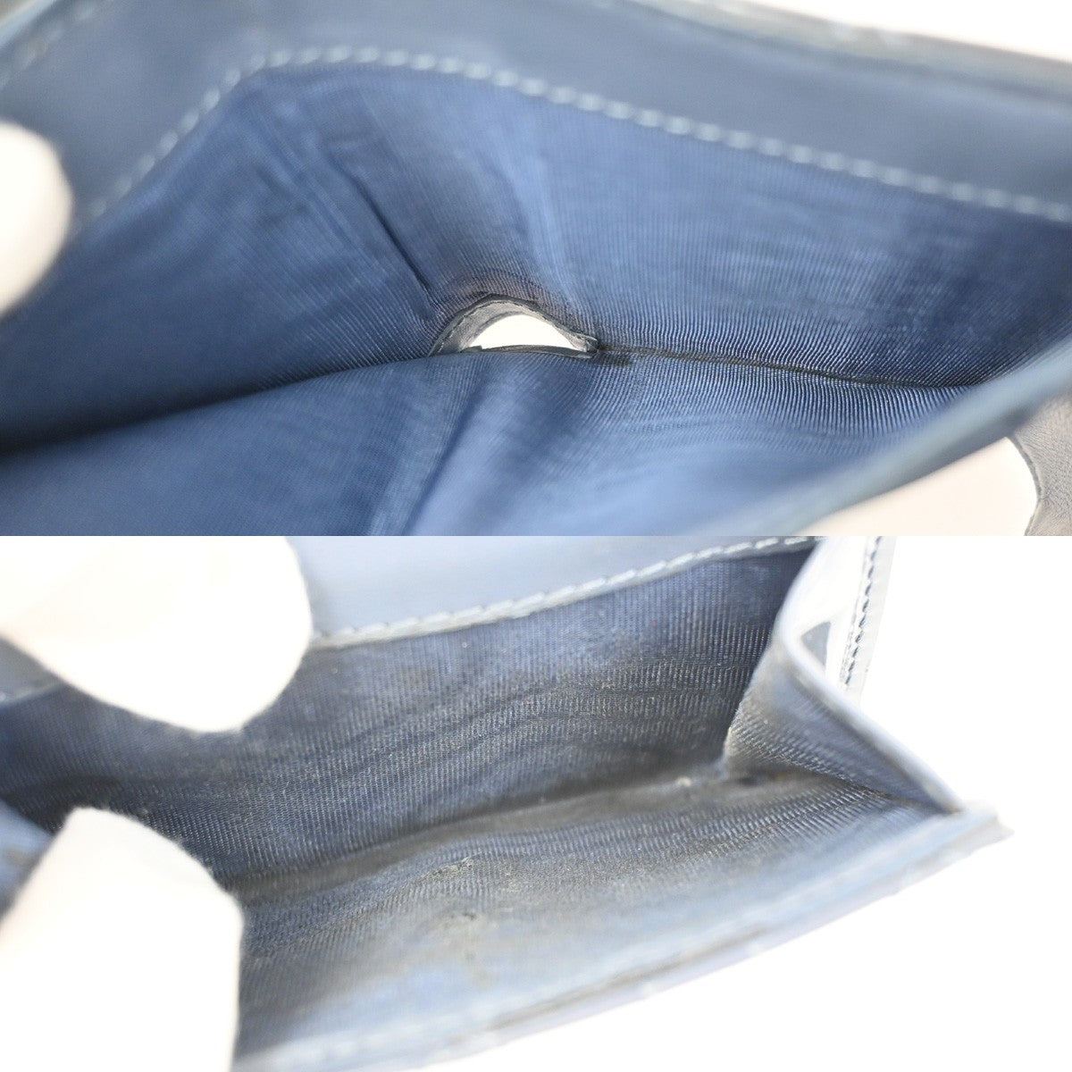 CHRISTIAN DIOR Cannage Mini Lady Dior Wallet Patent Leather Blue GHW 02KD081