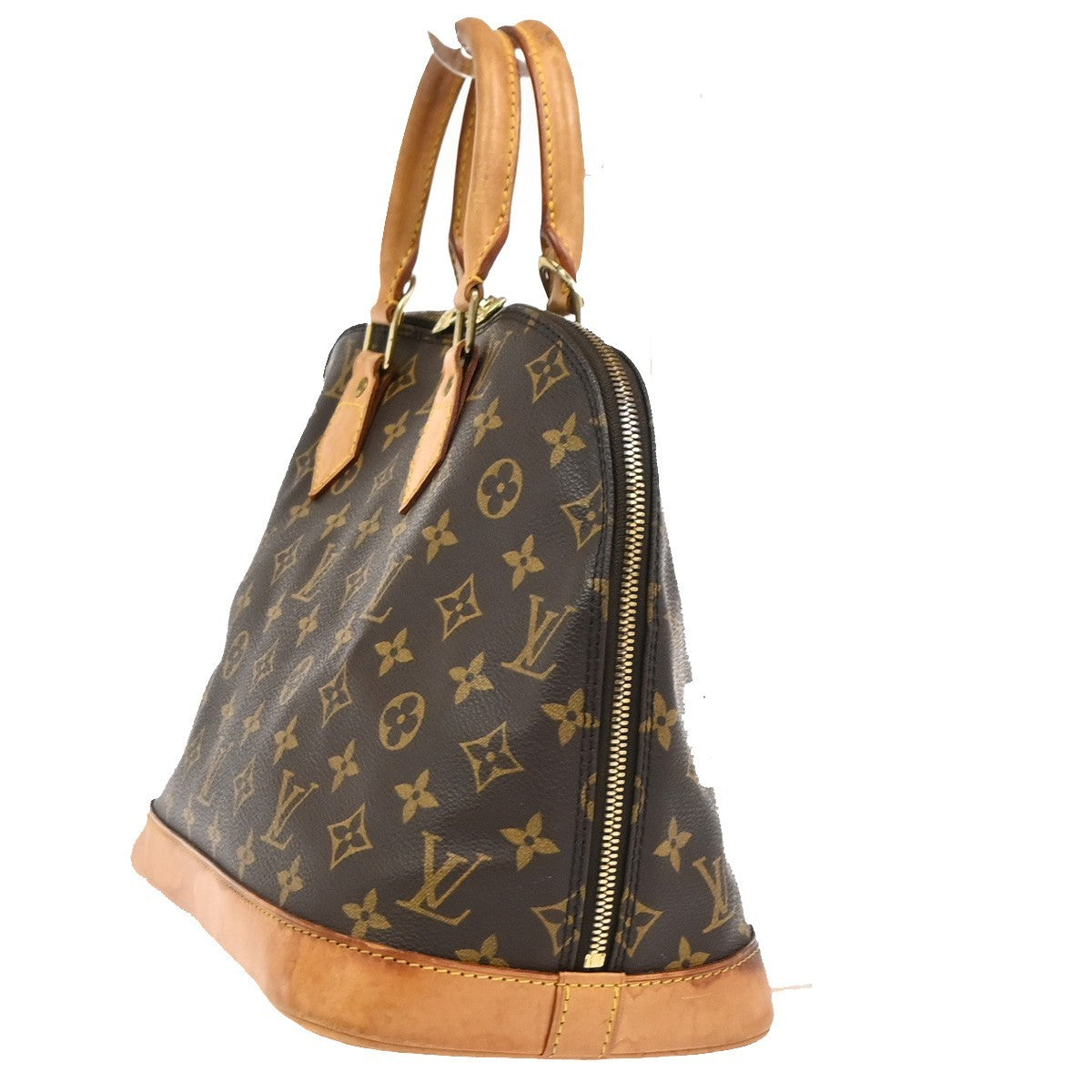LOUIS VUITTON LV Logo Alma Hand Bag Monogram Leather Brown France M51130 81PA055