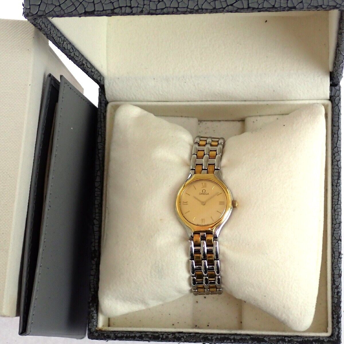 OMEGA DE VILLE SYMBO﻿L Quartz Wrist Watch 23mm SS Yellow Gold 4260.13.00...