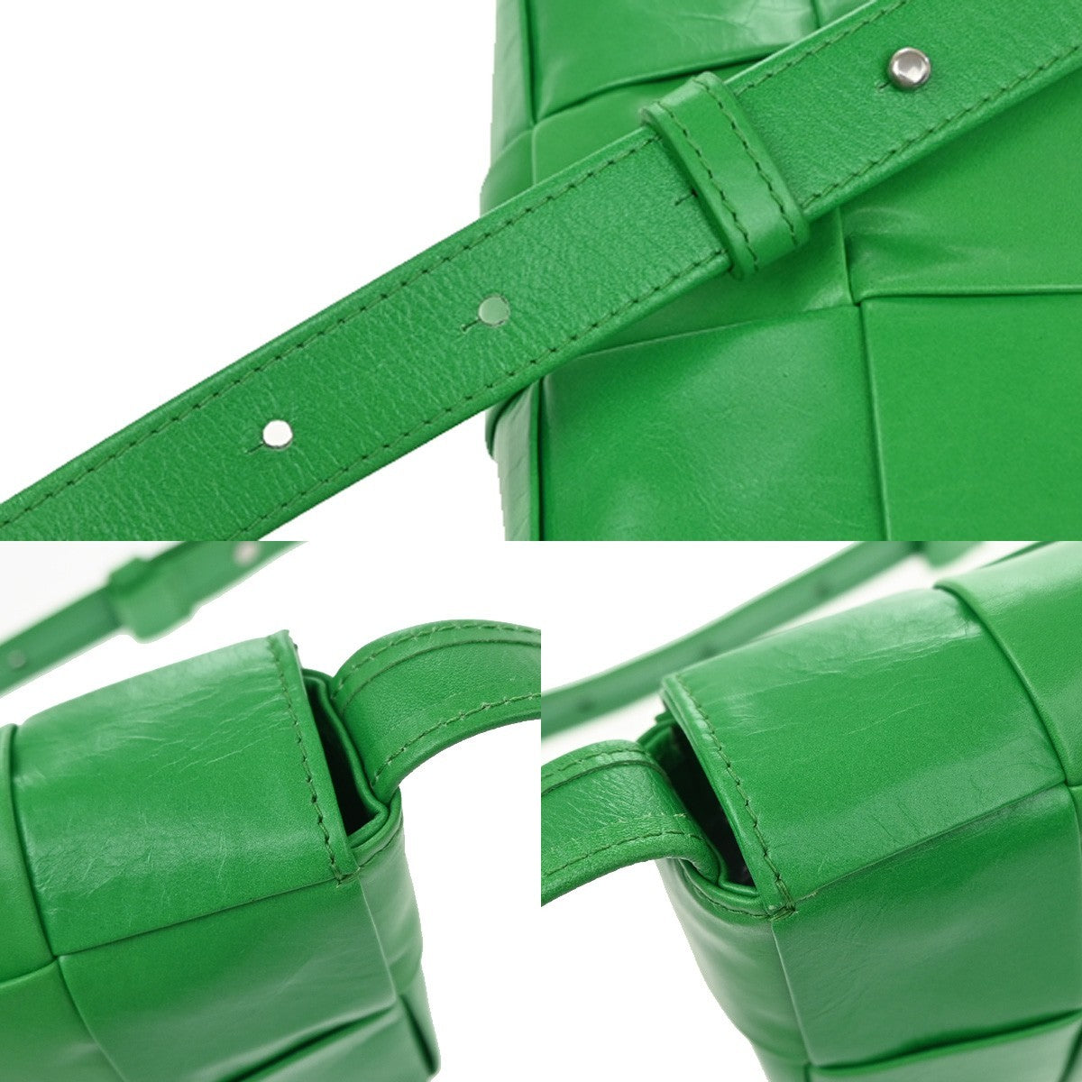 BOTTEGA VENETA Logo Candy Cassette Mini Shoulder Bag Leather Green Italy 79RQ072