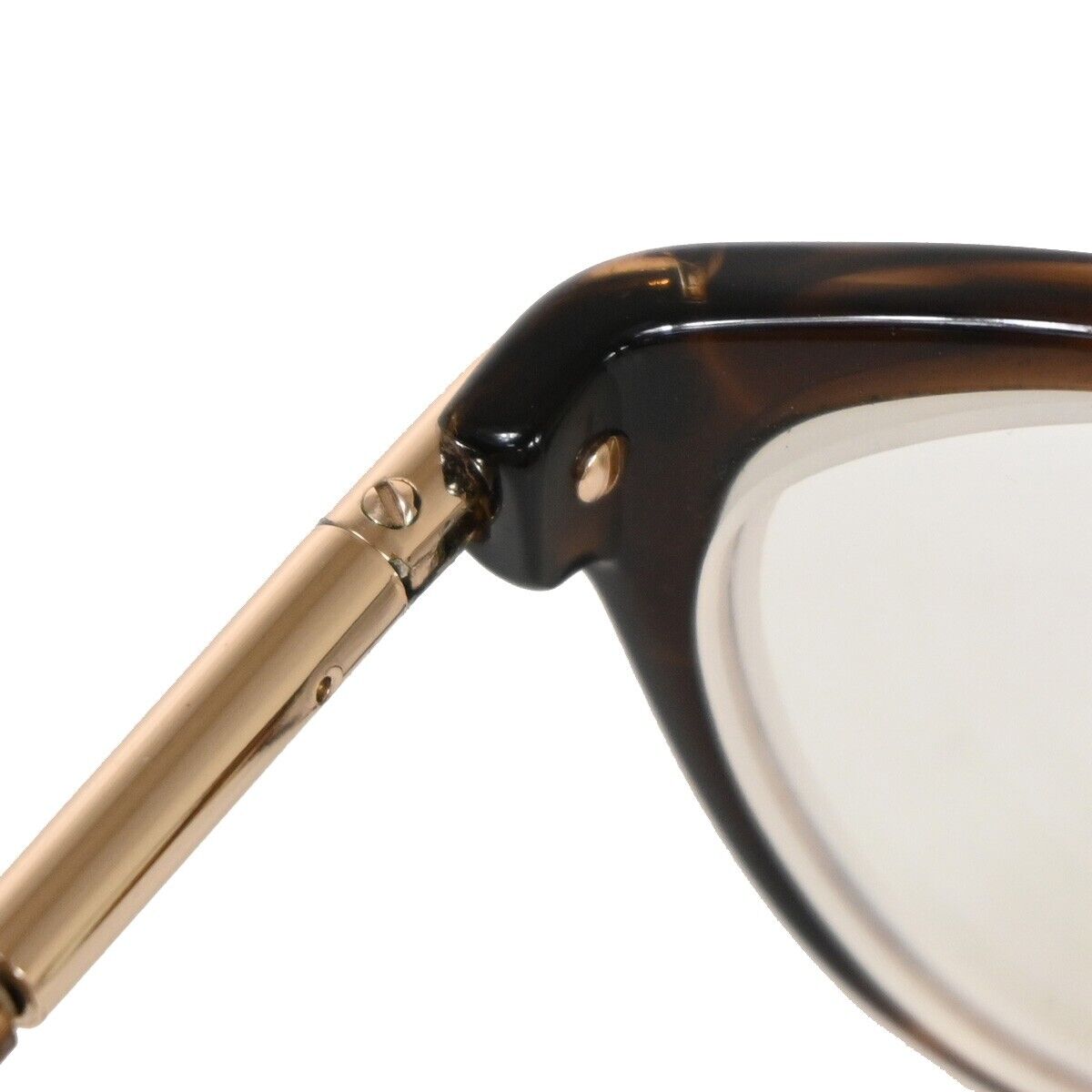 TOM FORD Logo Glasses Frame Eye Wear Plastic Brown Gold Plated Accessory 02GA680