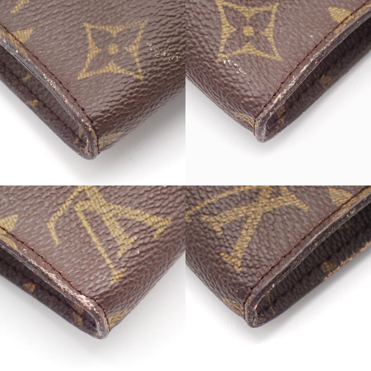 LOUIS VUITTON LV Logo Bucket GM Pouch Bag Monogram Leather Brown Gold 66KC145