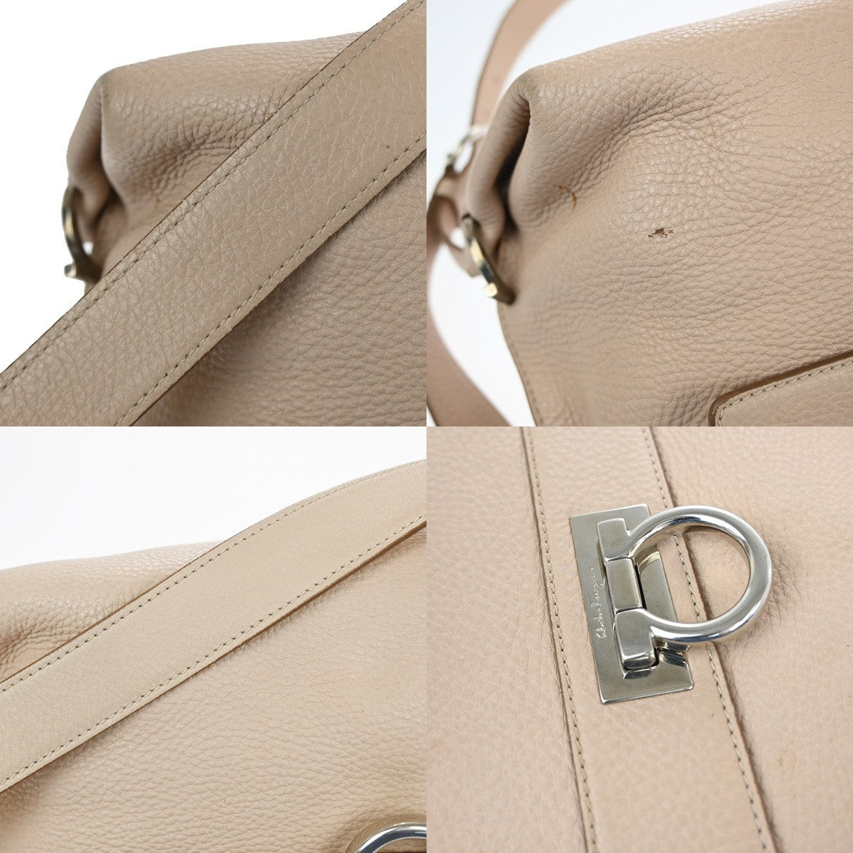 SALVATORE FERRAGAMO Logo Sofia Gancini 2Way Shoulder Hand Bag Leather BE 30YH886