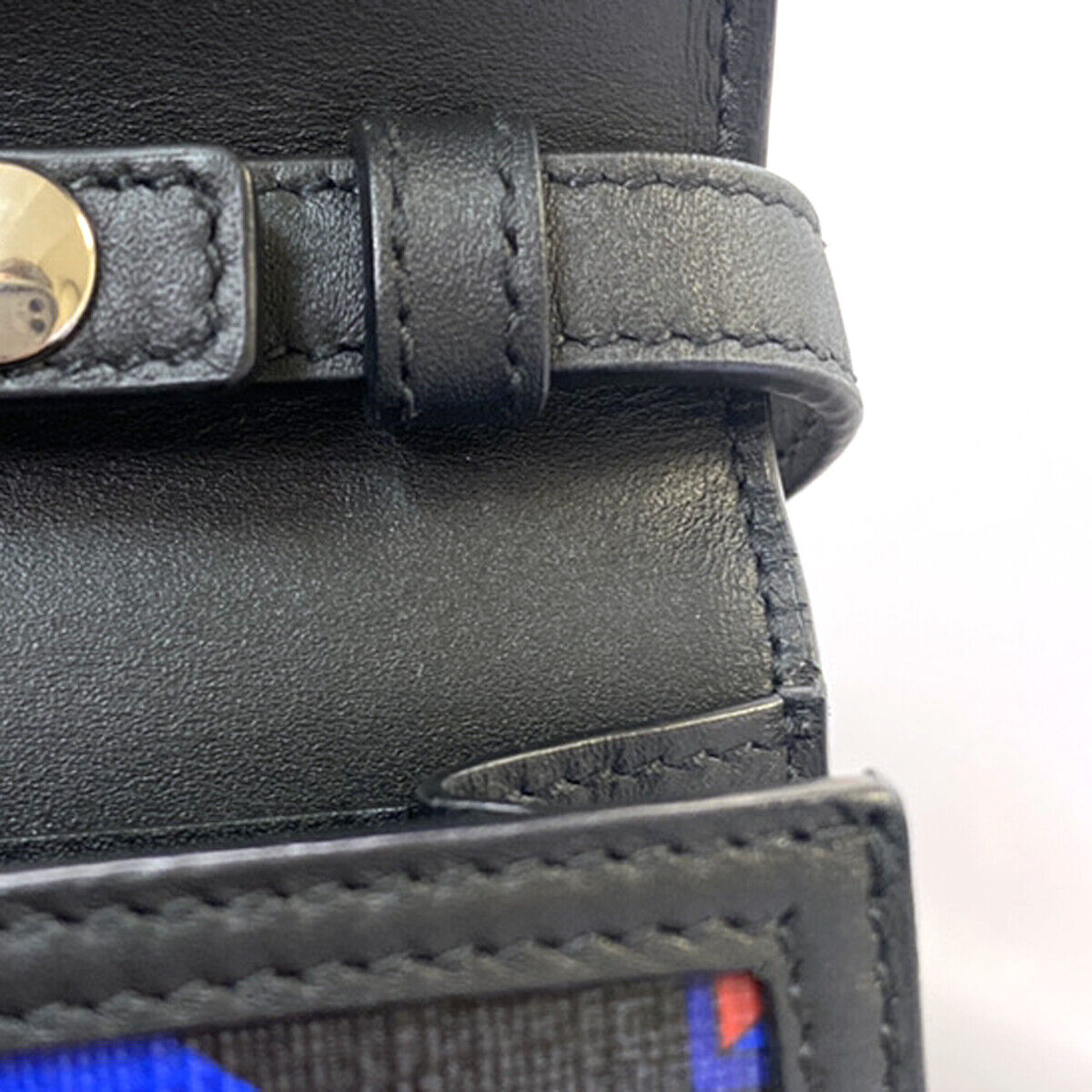 GUCCI Logo Square G Space Pochette Shoulder Bag Supreme Leather Black 88YG622