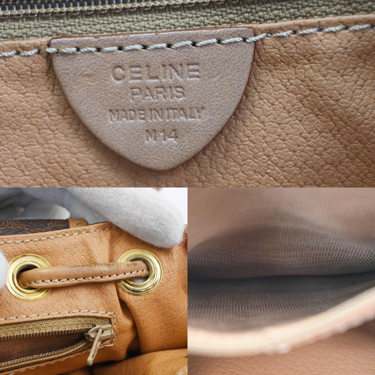 CELINE Logo Macadam Pattern Backpack Bag PVC Leather Brown GHW 87CA858