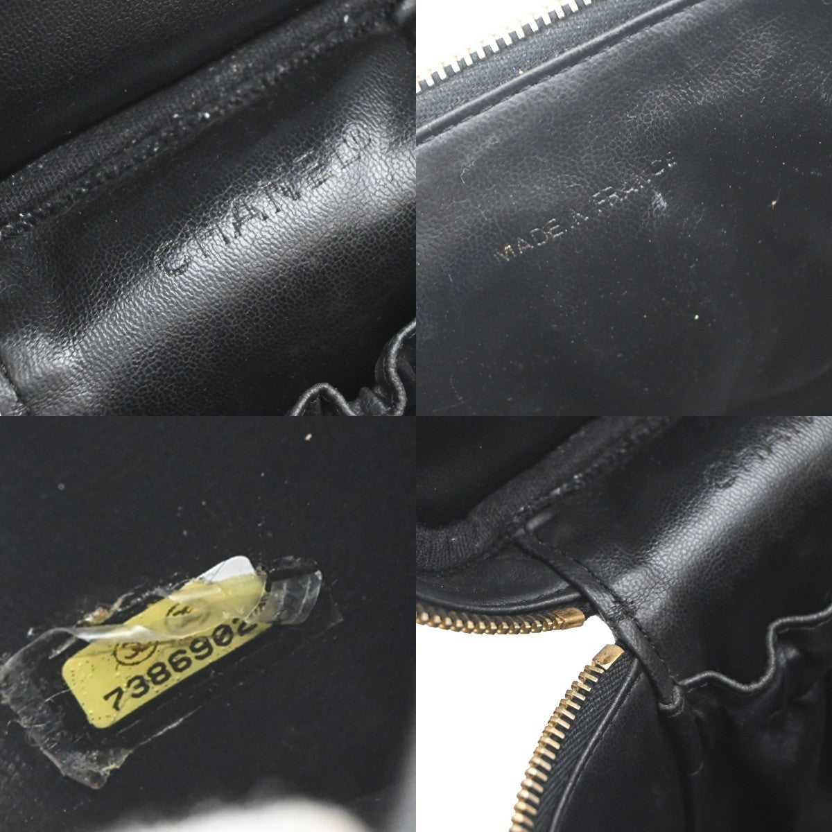 CHANEL CC Logo Vanity Hand Bag Grained Calfskin Leather Black Vintage 14RF886