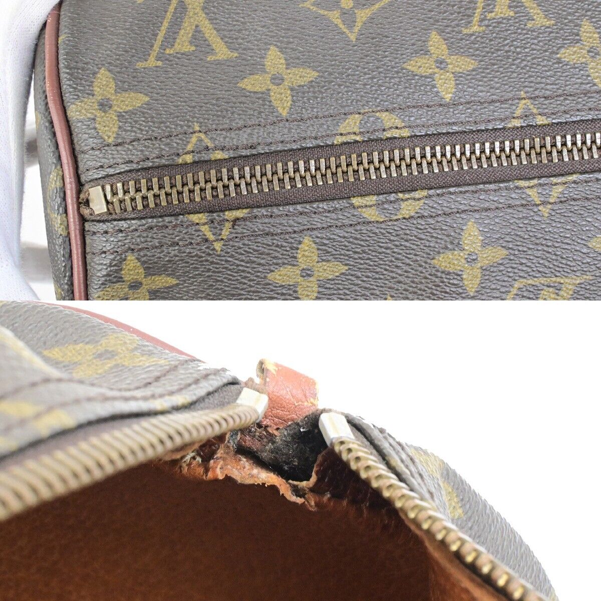 LOUIS VUITTON Logo PAPILLON 30 Hand Bag Monogram Leather Brown M51365 09FB281