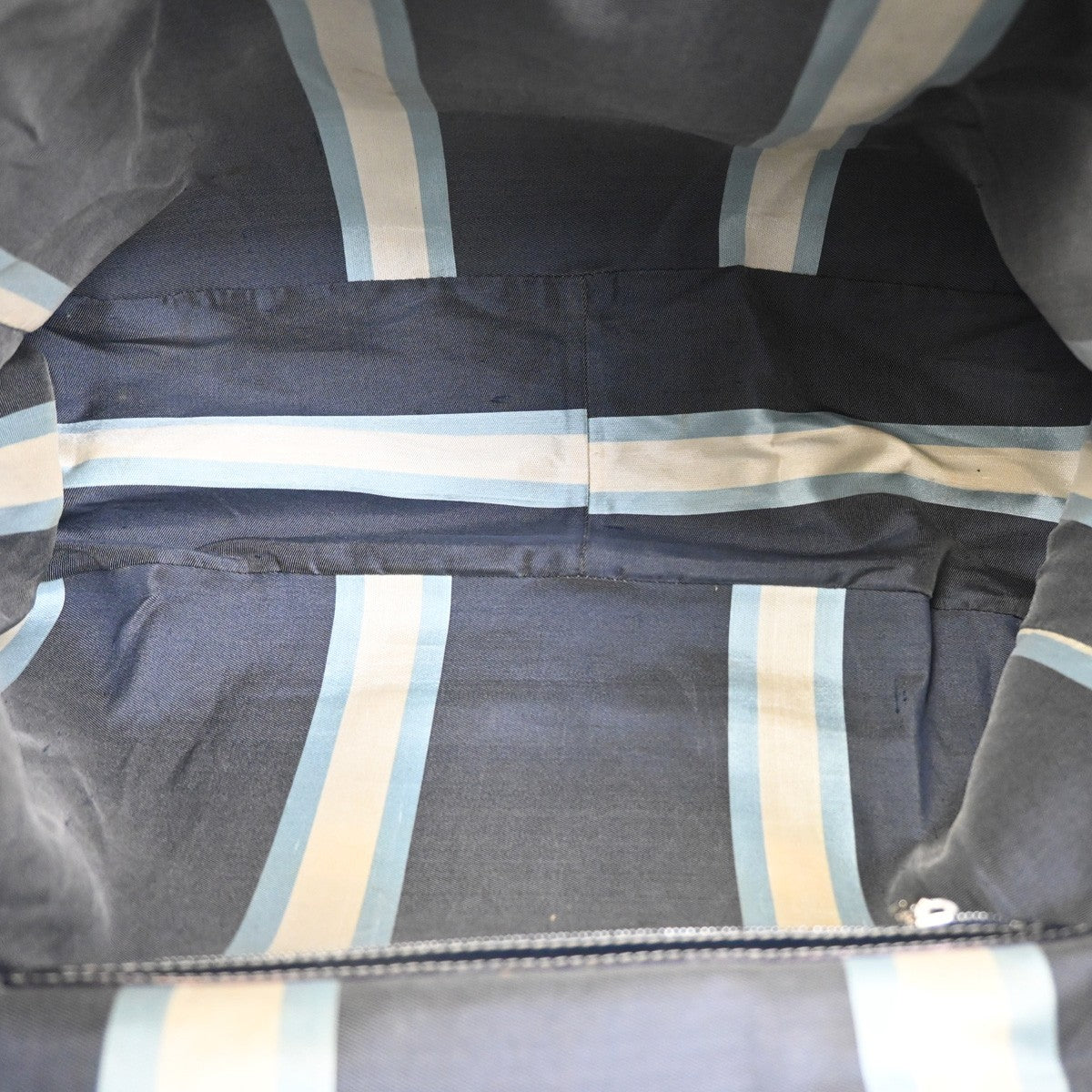 FENDI FF Logo Hand Bag Tote Bag Canvas Demin Leather Navy Blue Italy 78ZA127