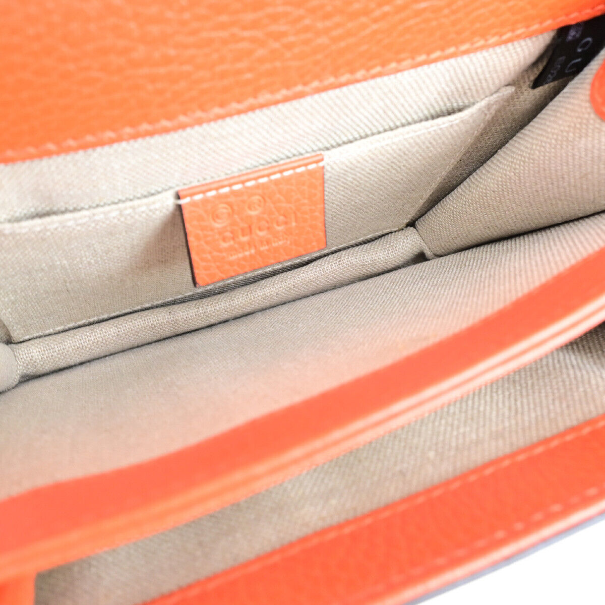 GUCCI Logo Interlocking G Chain Mini Shoulder Bag Leather Orange GHW 58YG618