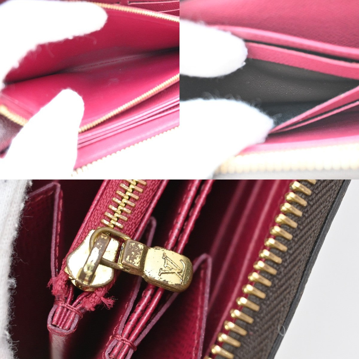 LOUIS VUITTON Zippy Long Wallet Monogram Leather Brown Fuchsia M41895 84KB294
