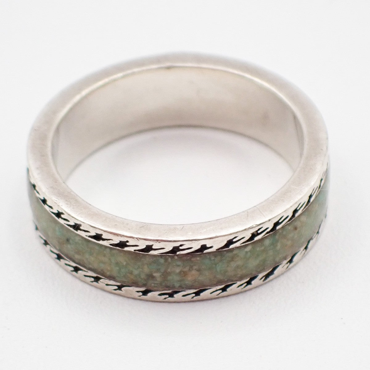 GUCCI Interlocking G Ring Size JP 17 US 8.5 Ag 925 Green Silver Italy 63KP565