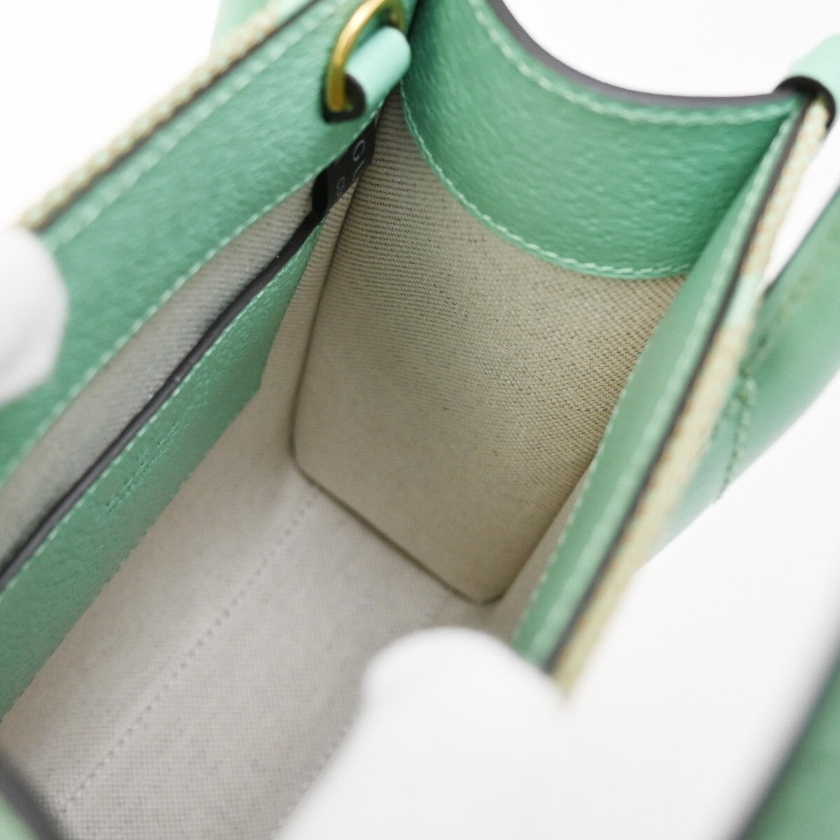 GUCCI Logo Jumbo GG 2Way Mini Shoulder Hand Bag Canvas Green Beige GHW 603RL158
