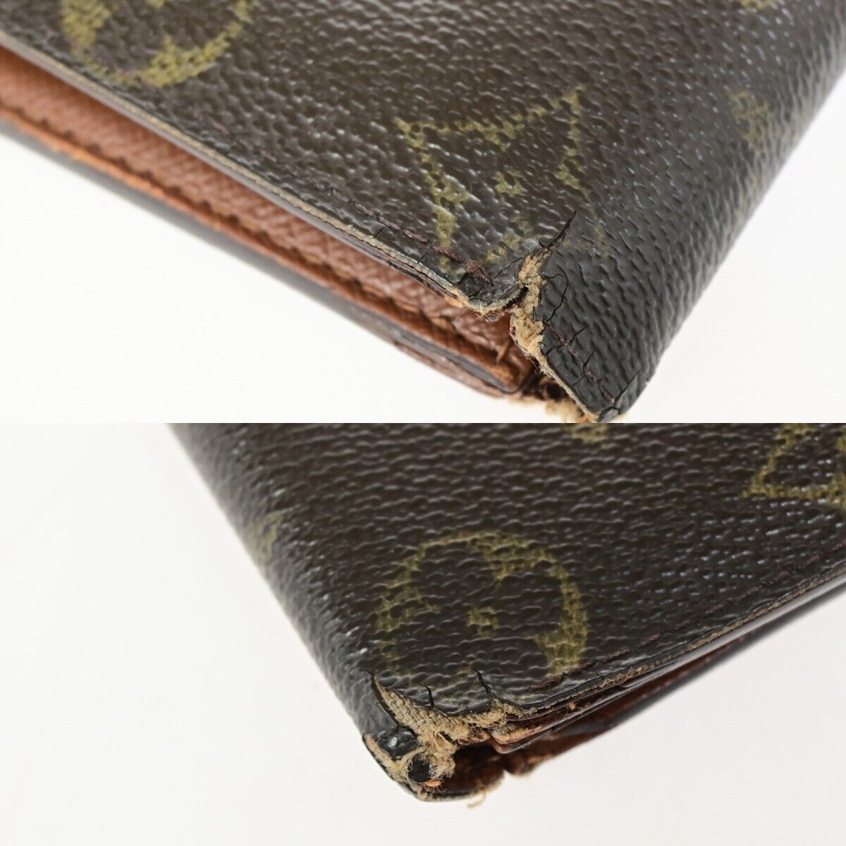 LOUIS VUITTON Logo 3 Set Bifold Wallet Monogram Epi Leather Brown Yellow 64KA308