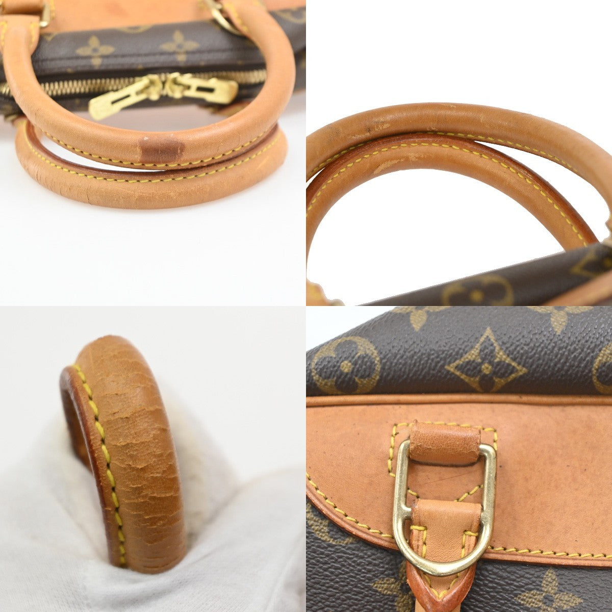 LOUIS VUITTON LV Logo Deauville Hand Bag Monogram Leather Brown M47270 88TA717