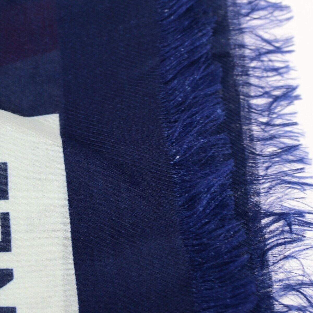 CHANEL CC Logo XL Scarf Cotton Silk Navy Blue Red Made In Italy 68KA319