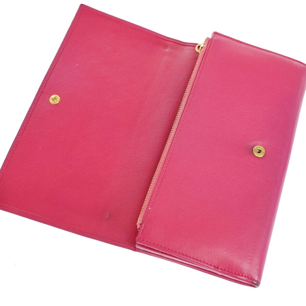 YVES SAINT LAURENT YSL Logo Long Zipper Wallet Purse Leather Pink 66SH355