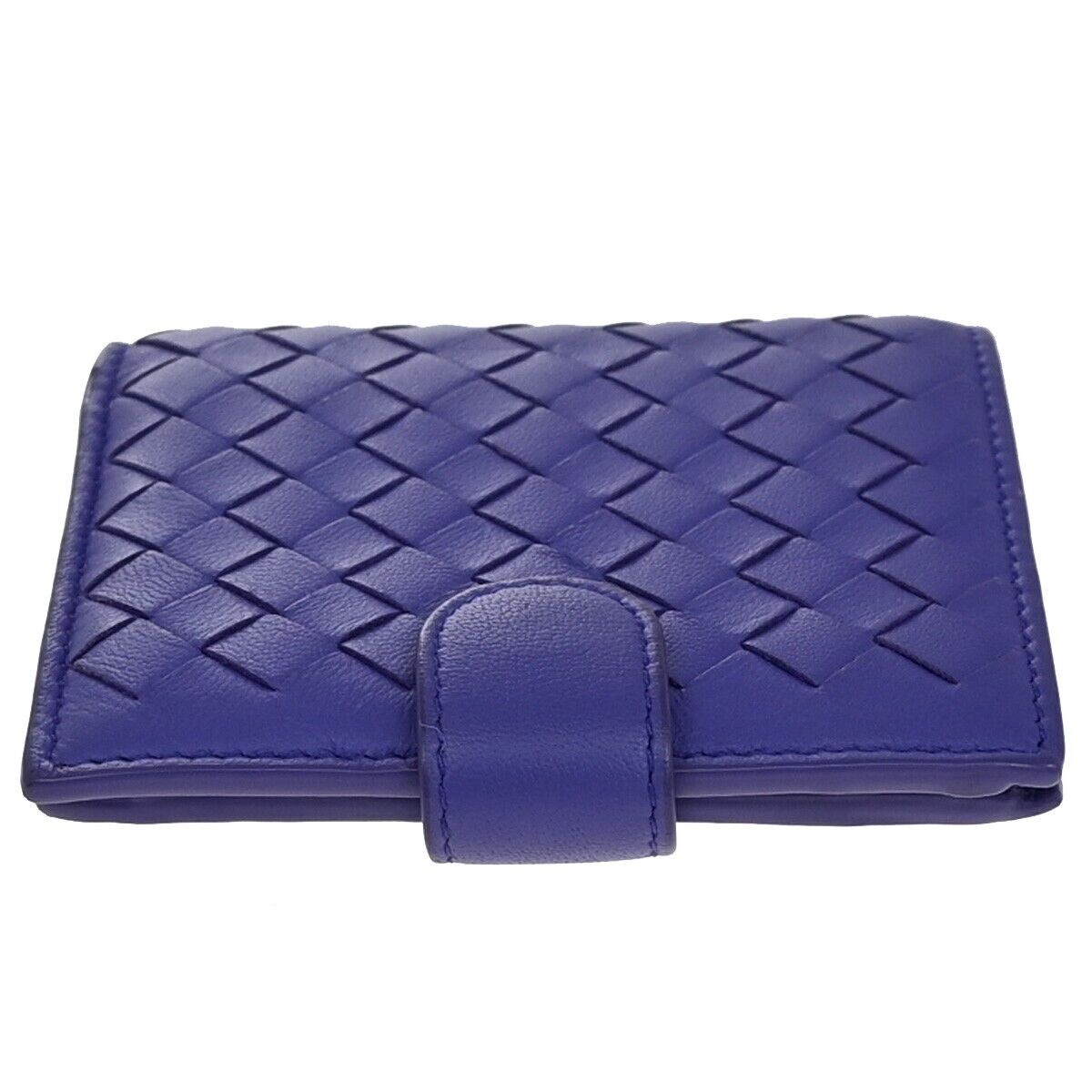 BOTTEGA VENETA Logo Intrecciato Bifold Compact Wallet Leather Purple 62EE110
