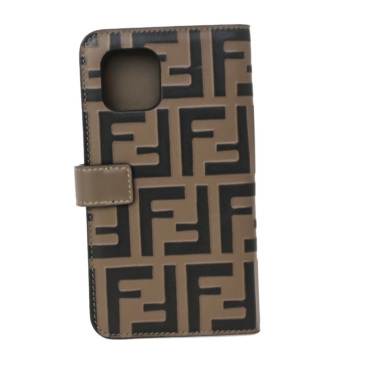 FENDI Logo Zucca Pattern Phone Case iPhone 11 Pro Leather Brown Italy 09SJ441