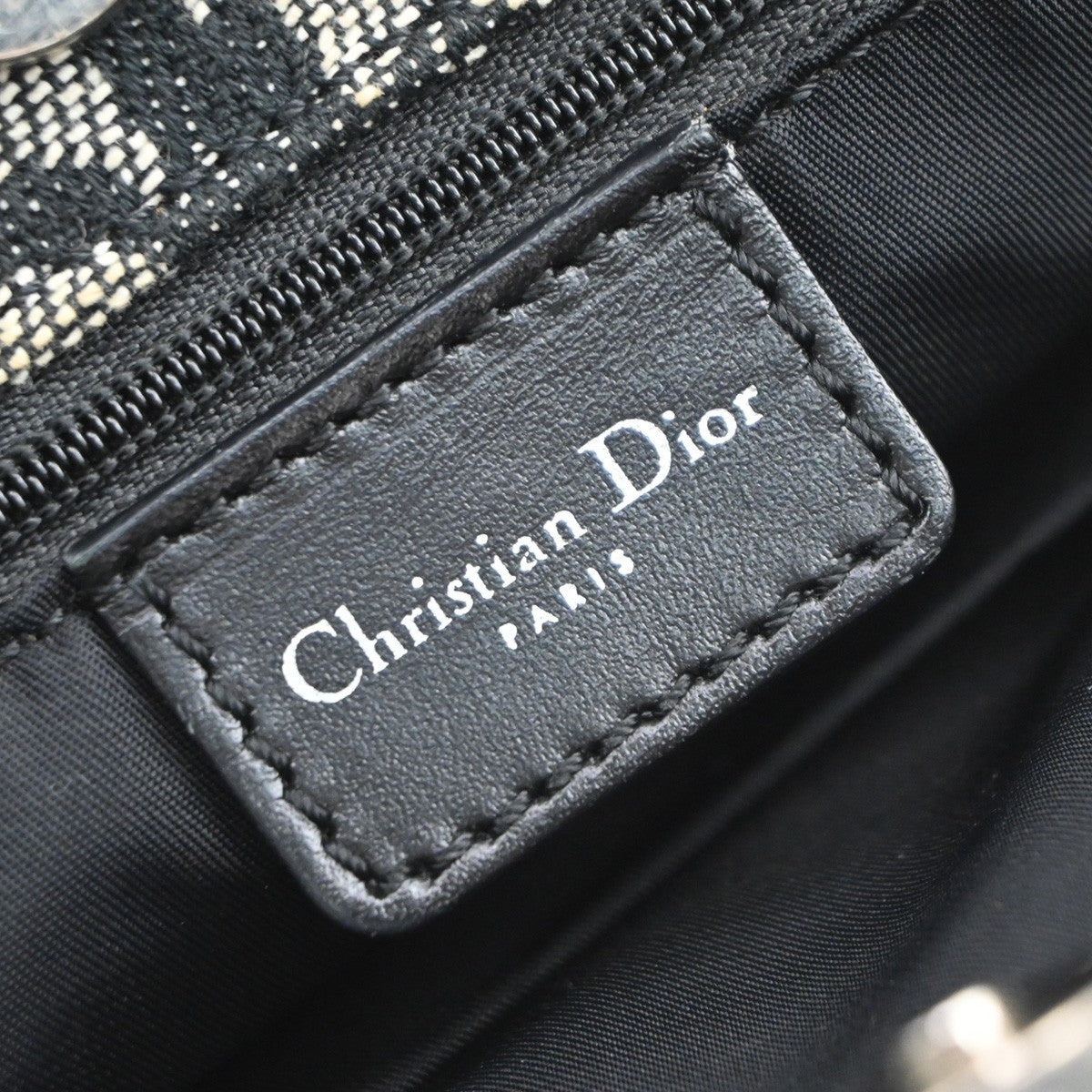 CHRISTIAN DIOR Logo Trotter Pattern Shoulder Bag Canvas Leather BK Italy 93YJ238