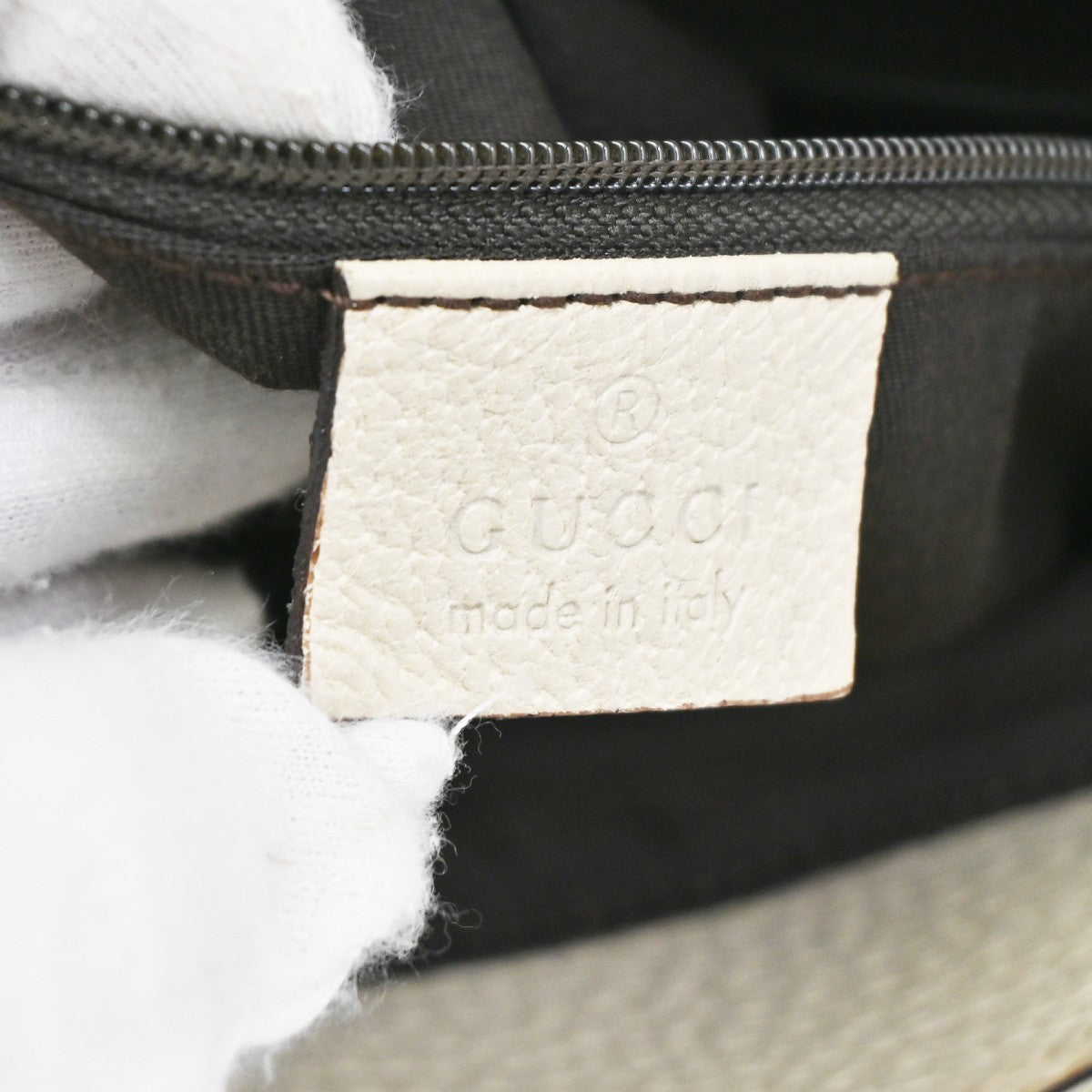 GUCCI Logo GG Pattern Shoulder Bag Canvas Leather Beige Italy 36TA101