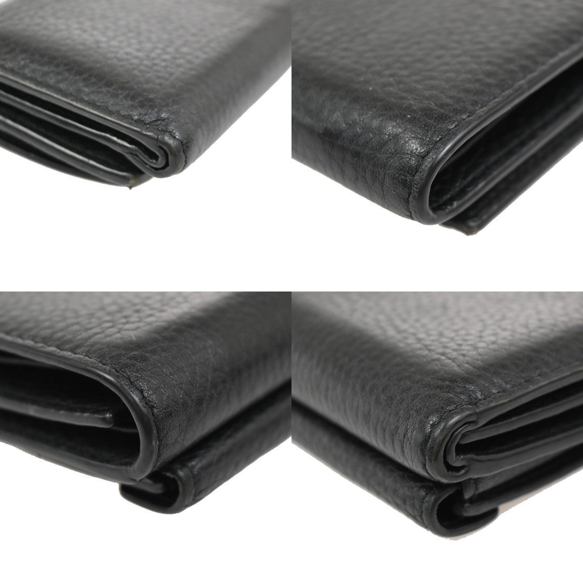 PRADA Logo Mini Compact Trifold Wallet Vitello Leather Black GHW 62KC693