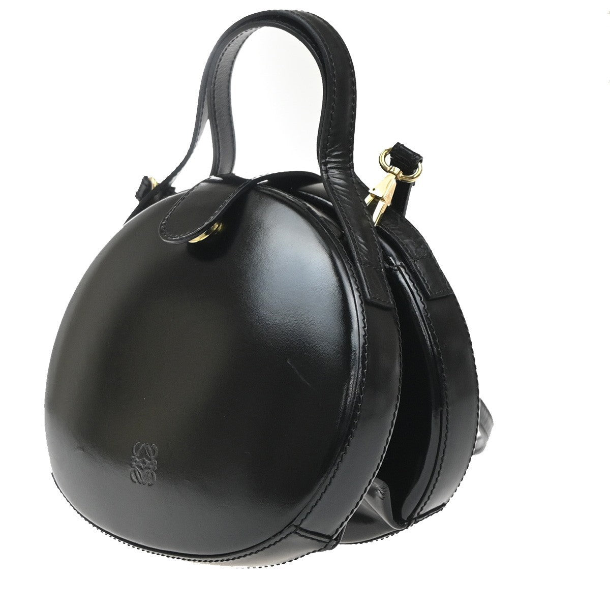 LOEWE Logo Anagram 2way Shoulder Hand Bag Patent Leather Black GHW Spain 76MA560